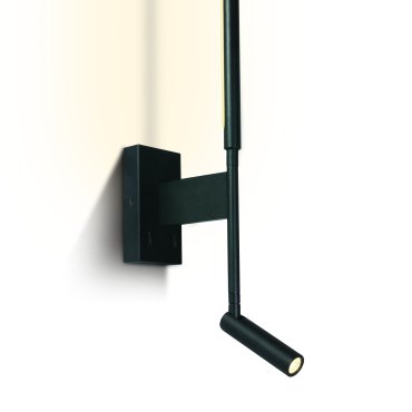 ONE Light Reading Spot - spot mural avec interrupteur - 10 x 7 x 51,5 cm - 3W + 6W LED inclus - noir