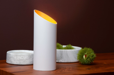 MODÈLE D’EXPOSITION - Lucide Quirijn - lampe à poser - Ø 9,6 x 25 cm - blanc et laiton