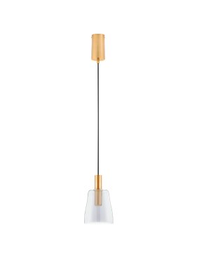 Nova Luce Imatia - lampe suspendue - Ø 14,5 x 215 cm - 7W LED inclus - laiton doré et verre fumé
