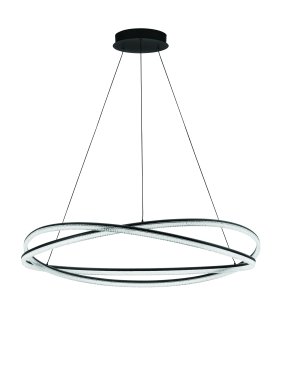 Nova Luce Ofelia - lampe suspendue avec télécommande - Ø 95 x 150 cm - 68W dimmable LED inclus - noir sablé