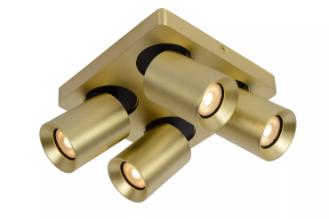 Lucide Nigel - spot en saillie - 20 x 20 x 11,5 cm - 4 x 5W LED dimmable inclus - dim to warm - or