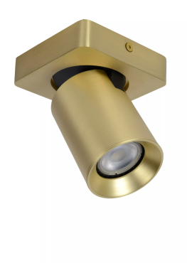 Lucide Nigel - spot en saillie - 10 x 10 x 11,3 cm - 5W LED dimmable inclus - dim to warm - matt gold