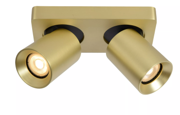 Lucide Nigel - spot en saillie - 20 x 10 x 11,5 cm - 2 x 5W LED dimmable inclus - dim to warm - matt gold
