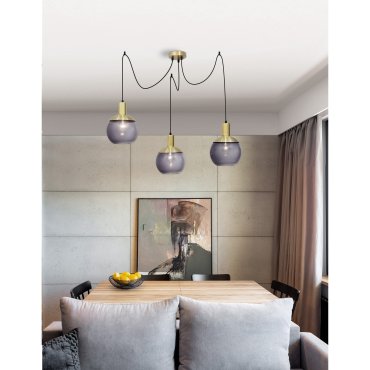 Nova Luce Aubrey - lampe suspendue - Ø 20 x 320 cm - gris et laiton