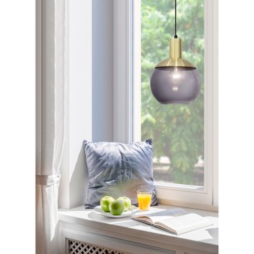 Nova Luce Aubrey - lampe suspendue - Ø 20 x 120 cm - gris et laiton