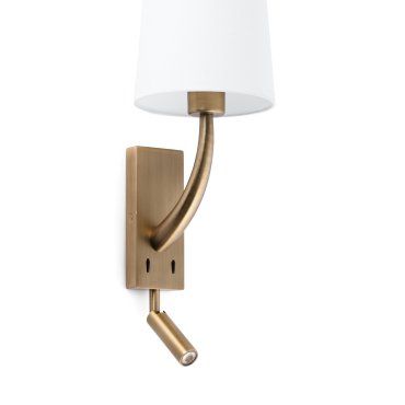 Faro Rem - applique murale avec interrupteur - 16,5 x 21 x 61 cm - 4W LED inclus - blanc et vieil or