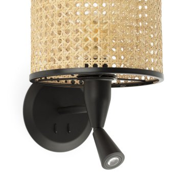 Faro Mambo - applique murale avec interrupteur - 21 x 17 x 17,3 cm - 3W LED inclus - brun et noir
