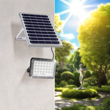 Century Italia Promoteo - spot solaire avec capteur jour et nuit et télécommande - 18 x 3,5 x 12,6 cm - 5W LED inclus - IP65 - noir