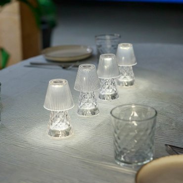 New Garden Lola 12 Lux - lampe de table à piles - Ø 6 x 12 cm - LED inclus - IP44 - transparent