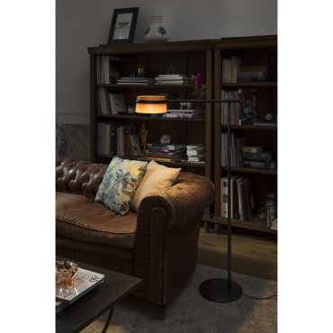 Faro Loop - lampadaire - 125 cm - 7W dimmable LED inclus - noir et marron