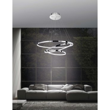 Nova Luce Aria - lampe suspendue - Ø 80 x 120 cm - 145W LED dimmable inclus - chrome