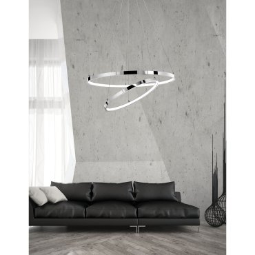 Nova Luce Aria - lampe suspendue - Ø 60 x 120 cm - 85W LED dimmable inclus - chrome