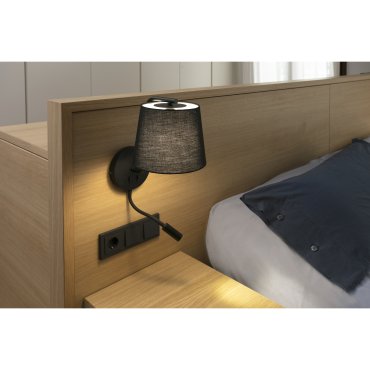 Faro Berni - applique murale avec interrupteur - 20 x 29 x 57 cm - 3W LED inclus - noir mat