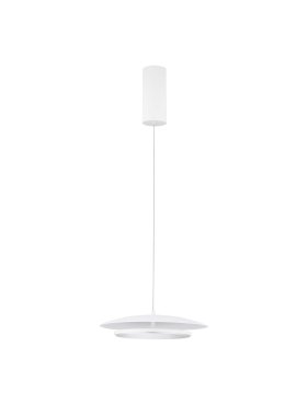 Nova Luce Olos - lampe suspendue - Ø 35 x 120 cm - 21W dimmable LED inclus - blanc sablé et miroir chromé