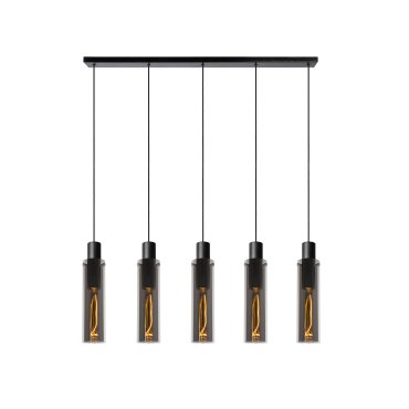 Lucide Orlando - lampe suspendue - 112 x 10 x 172 cm - gris fumée et noir