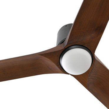 Faro Heywood Tub L Tuya Smart - ventilateur de plafond avec lumière et télécommande - Ø 132 x 23,2 cm - noir mat et noyer foncé