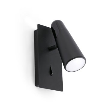 Faro Lao - applique murale avec interrupteur - 7,5 x 12 x 15,5 cm - 4,5W LED inclus - noir mat