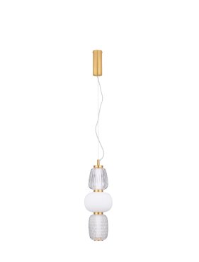 Nova Luce Movil - lampe suspendue - Ø 17 x 120 cm - 28W dimmable LED inclus - or, transparent et opale