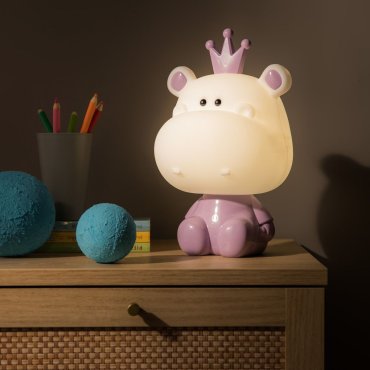 MODÈLE D’EXPOSITION - Zuma Line Animals Hippo - lampe de table - 19 x 32 cm - 3W LED dimmable inclus - violet