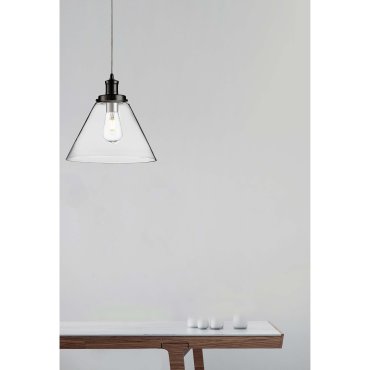 Searchlight Pyramid - lampe suspendue - Ø 29 x 100 cm - transparent et noir mat