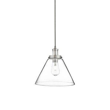 Searchlight Pyramid - lampe suspendue - Ø 29 x 100 cm - transparent et argent satiné