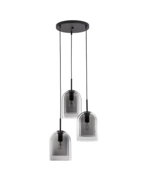 Nova Luce Velor 3L - lampe suspendue - Ø 30 x 185 cm - verre fumé et noir