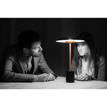 Faro Hoshi - lampe à poser - Ø 26 x 40 cm - 12W LED dimmable inclus - noir et cuivre