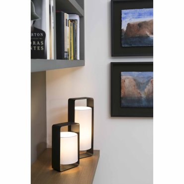 Faro Lula - lampe à poser - 16 x 15 x 40 cm - noir et blanc