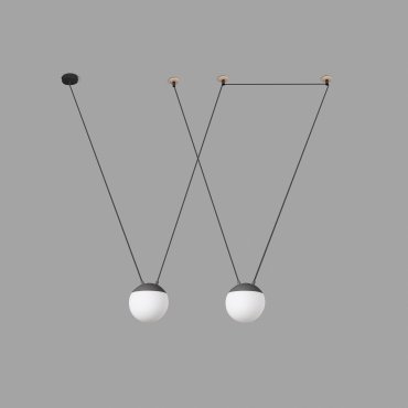 Faro Mine - lampe suspendue 2L - gris foncé - verre