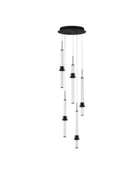 Nova Luce Stalactite - lampe suspendue - Ø 35 x 210 cm - 32W dimmable LED inclus - noir sablé