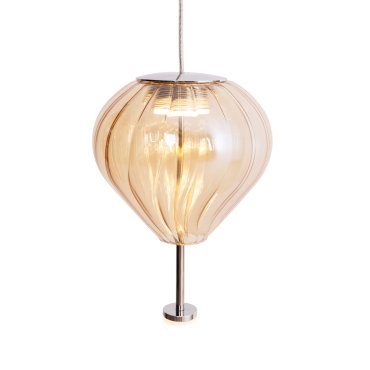 Maxlight Palloncini - lampe suspendue - Ø 12 x 180 cm - 2 x 3W LED inclus - blanc, chrome et ambre