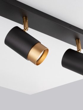 Nova Luce Pogno - spot en saillie 3L - 60 x 6 x 12,5 cm - noir sable et or