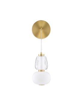 Nova Luce Movil - applique murale - Ø 22 x 62 cm - 18W dimmable LED inclus - or, transparent et opale