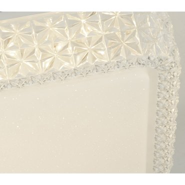 Searchlight Flush - plafonnier - 28 x 28 x 8,5 cm - 18W LED dimmable inclus - blanc et transparent