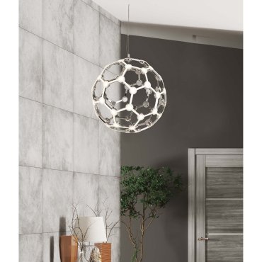 Searchlight Magic - lampe suspendue - Ø 51 x 174 cm - 65W LED inclus - chrome et blanc