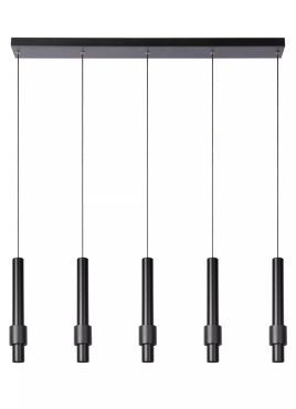 Lucide Margary - lampe suspendue - 103 x 8 x 169 cm - 5 x 4,2W LED dimmable inclus - noir