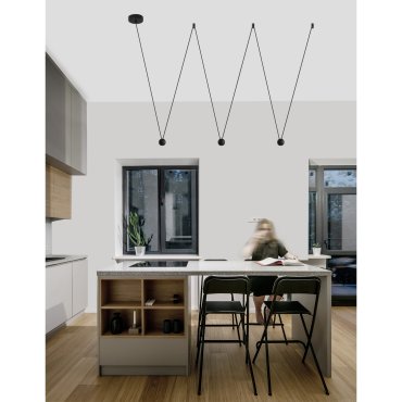 Nova Luce Nocci - lampe suspendue - 320 x 112 cm - 3 x 4,5W LED inclus - noir
