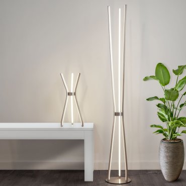Searchlight Tripod - lampe de table - 53 cm - 18W LED inclus - nickel satiné et blanc