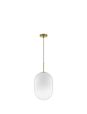 Nova Luce Chrysi - lampe suspendue - Ø 24 x 120 cm - laiton doré et blanc