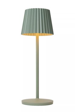 Lucide Justine - lampe de table extérieure sans fil avec station de charge - Ø 13,5 x 38 cm - 2W LED dimmable inclus - IP54 - vert