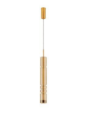 Nova Luce Bento - lampe suspendue - Ø 8 x 180 cm - 12W LED inclus - laiton doré et verre cognac