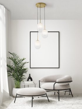 Nova Luce Chrysi - lampe suspendue - Ø 43 x 120 cm - laiton doré et blanc