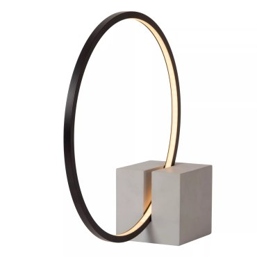 Lucide Cirkelis - lampe de table - 32 x 10 x 32 cm - 3 niveaux de gradation - 6W dimmable LED inclus - gris et noir