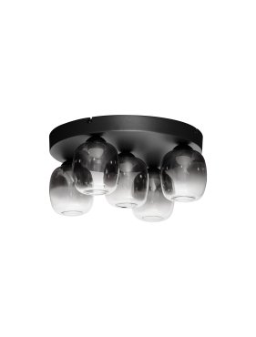 Nova Luce Kita - plafonnier - Ø 45 x 22 cm - 28W LED inclus - noir sablé et verre fumé