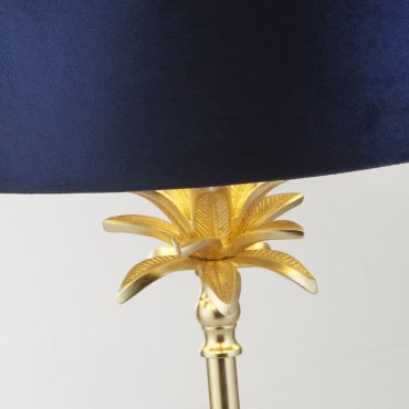 Searchlight Palm - lampe à poser - Ø 40 x 65 cm - laiton satiné et bleu