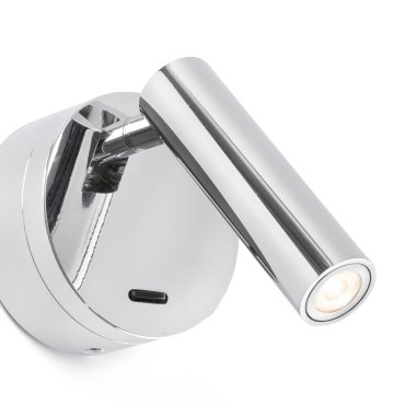 Faro Boc - applique murale avec interrupteur - 8,5 x 11 x 17 cm - 3W LED inclus - chrome brillant
