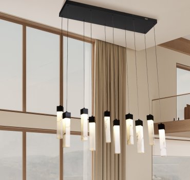 Searchlight Moonbeam - lampe suspendue - 93 x 25 x 150 cm - 46 LED dimmable inclus - noir