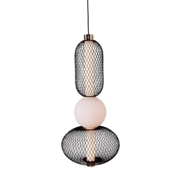 Maxlight Bora - lampe suspendue - Ø 22 x 183 cm - 10W LED inclus - noir et or