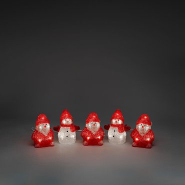 Konstsmide Lumières de Noël - 5 décorations pour la neige et le Père Noël - 7 x 13 x 400 cm - IP44 - rouge et blanc