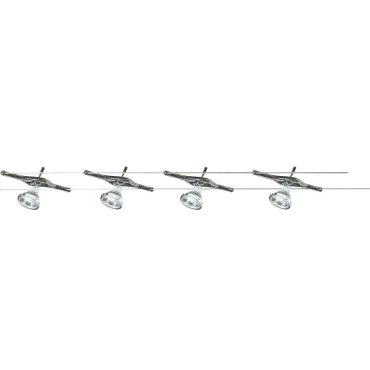 Searchlight Track &amp; Spot - Jeu de câbles LED - 500 cm - 5 x 5W LED inclus - chrome